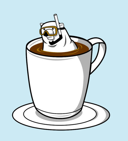 Polar bear in coffee
